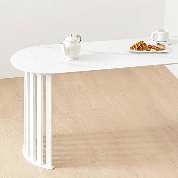 로마 철제 반달 사이드선반장 1300 세라믹 반타원 식탁 테이블