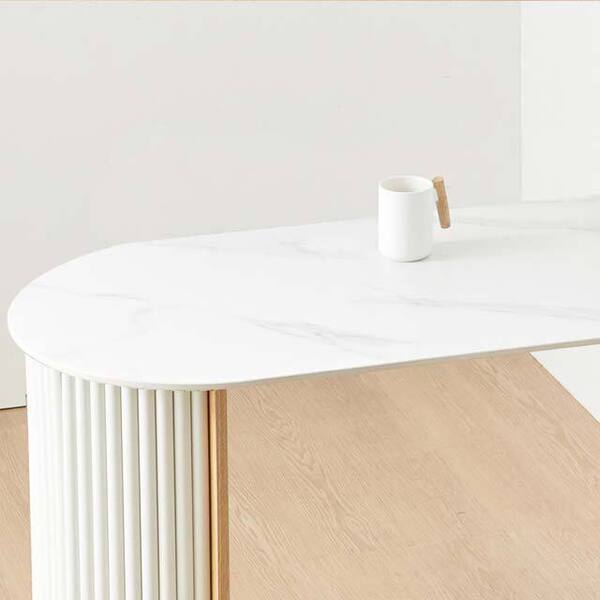 로마 템바 반달 사이드선반장 1300 세라믹 반타원 식탁 테이블